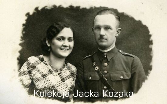 Zdjęcie portretowe żołnierza KOP i kobiety.