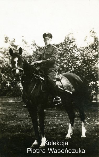 Żołnierz KOP na koniu. Gałkiewicz, Rokitno, 11 marca 1938 r.