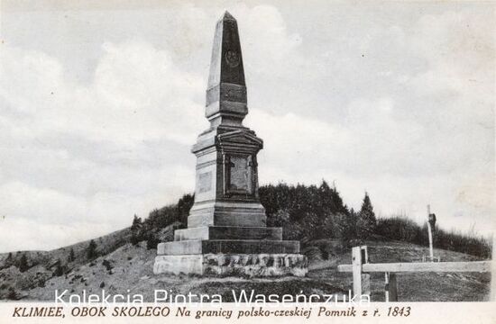 Klimiee obok Skolego na granicy polsko czeskiej, pomnik 1843 r.