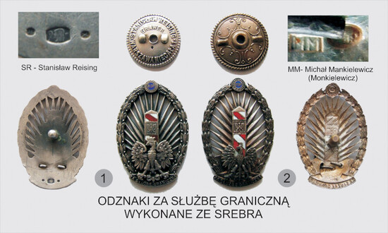 Odznaki za służbę graniczną KOP wykonane ze srebra